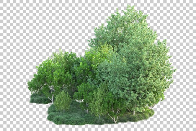 Paisaje verde aislado sobre fondo transparente ilustración de renderizado 3d