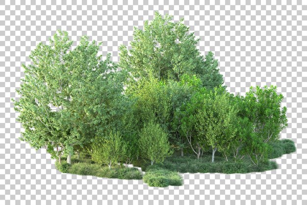Paisaje verde aislado sobre fondo transparente ilustración de renderizado 3d
