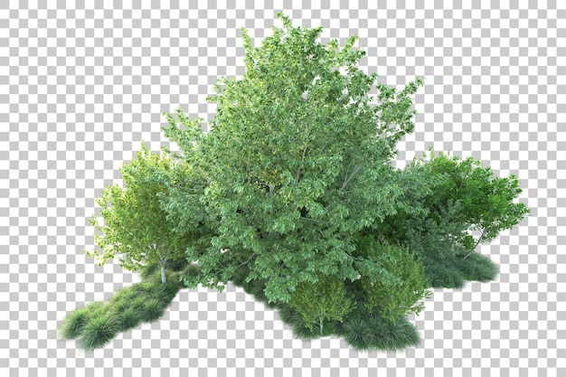 Paisaje verde aislado sobre fondo transparente ilustración de renderizado 3d