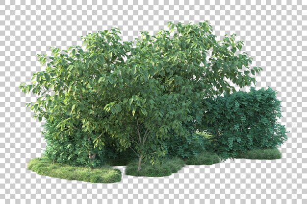 Paisaje verde aislado sobre fondo transparente ilustración de renderizado 3d