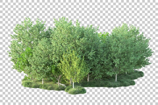 Paisaje verde aislado sobre fondo transparente ilustración de renderizado 3d