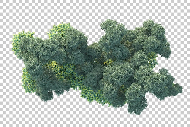 Paisaje verde aislado sobre fondo transparente ilustración de renderizado 3d