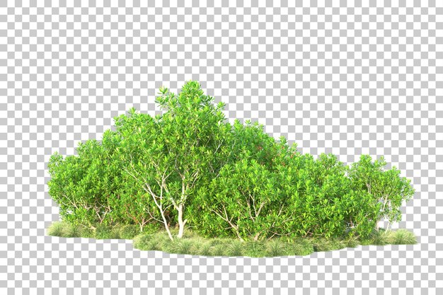 Paisaje verde aislado sobre fondo transparente ilustración de renderizado 3d