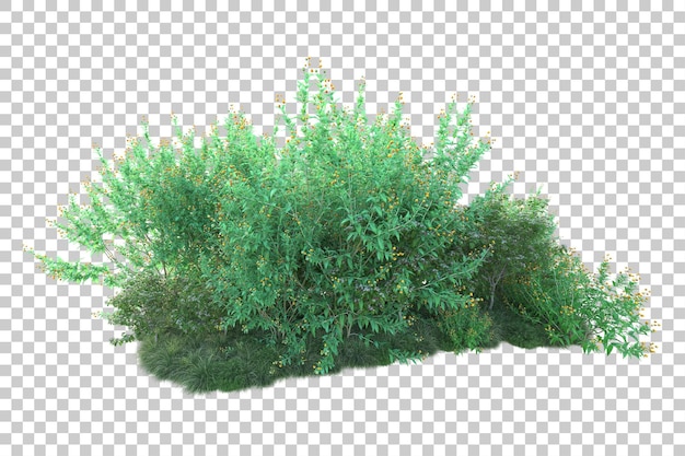 Paisaje verde aislado sobre fondo transparente ilustración de renderizado 3d