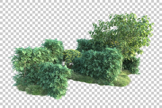 Paisaje verde aislado sobre fondo transparente ilustración de renderizado 3d