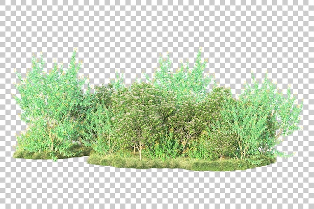 Paisaje verde aislado sobre fondo transparente ilustración de renderizado 3d