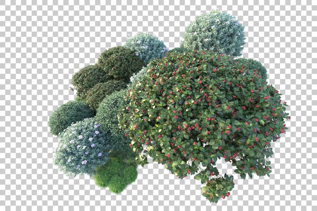 Paisaje verde aislado sobre fondo transparente ilustración de renderizado 3d