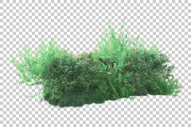 Paisaje verde aislado sobre fondo transparente ilustración de renderizado 3d