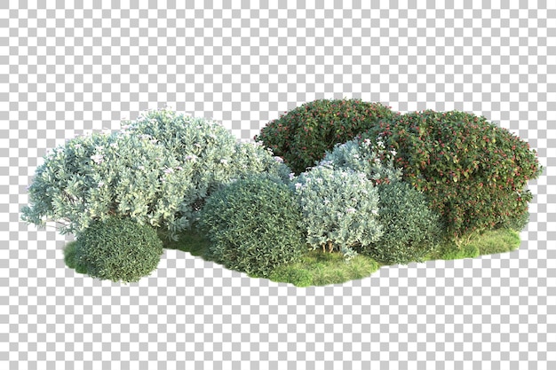 Paisaje verde aislado sobre fondo transparente ilustración de renderizado 3d