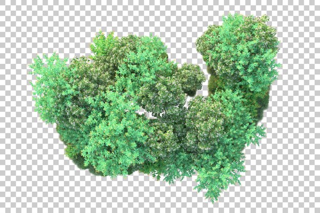 Paisaje verde aislado sobre fondo transparente ilustración de renderizado 3d