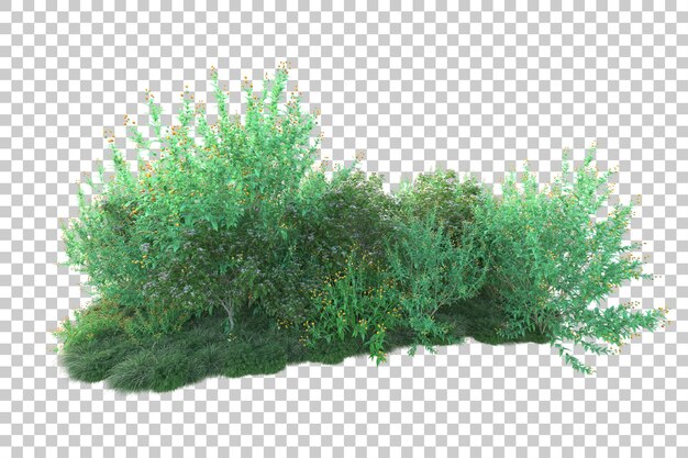 Paisaje verde aislado sobre fondo transparente ilustración de renderizado 3d
