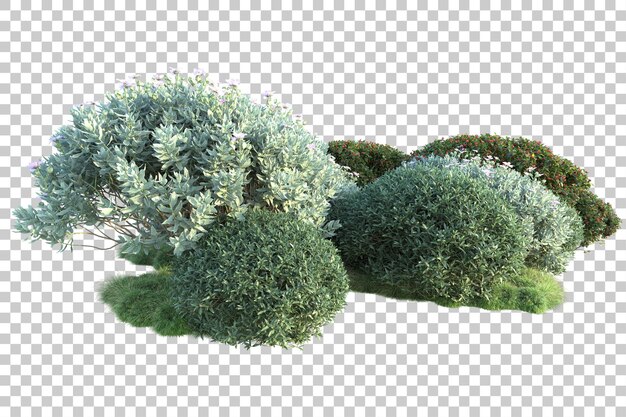 Paisaje verde aislado sobre fondo transparente ilustración de renderizado 3d