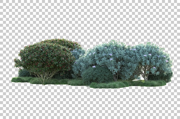 Paisaje verde aislado sobre fondo transparente ilustración de renderizado 3d