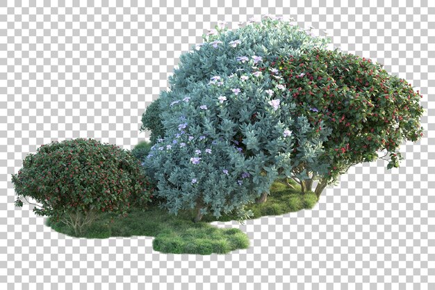 Paisaje verde aislado sobre fondo transparente ilustración de renderizado 3d