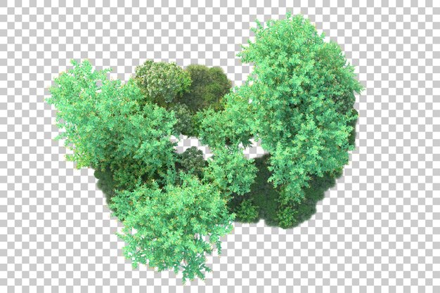 Paisaje verde aislado sobre fondo transparente ilustración de renderizado 3d