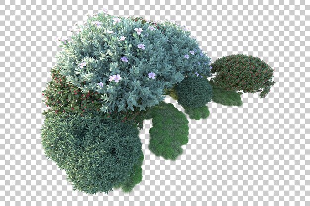 Paisaje verde aislado sobre fondo transparente ilustración de renderizado 3d