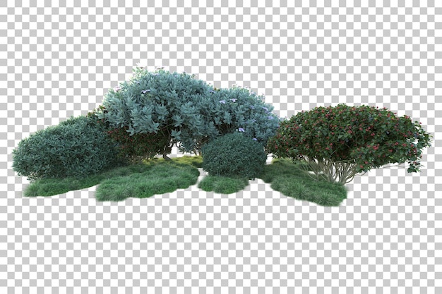 Paisaje verde aislado sobre fondo transparente ilustración de renderizado 3d
