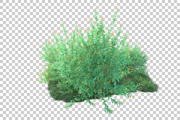 Paisaje verde aislado sobre fondo transparente ilustración de renderizado 3d