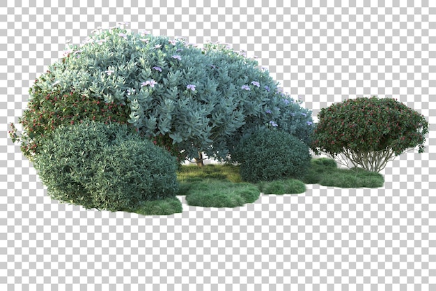 Paisaje verde aislado sobre fondo transparente ilustración de renderizado 3d