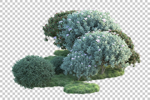 Paisaje verde aislado sobre fondo transparente ilustración de renderizado 3d