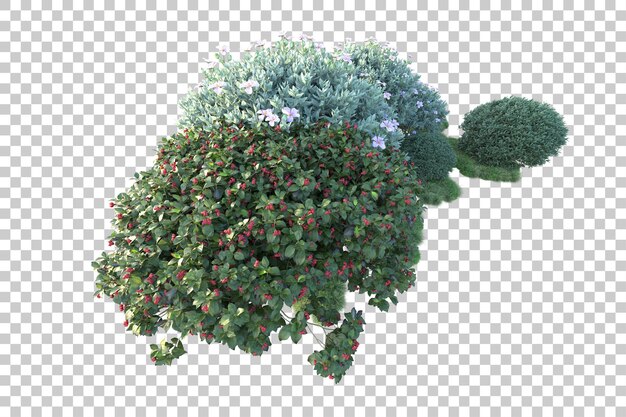 Paisaje verde aislado sobre fondo transparente ilustración de renderizado 3d