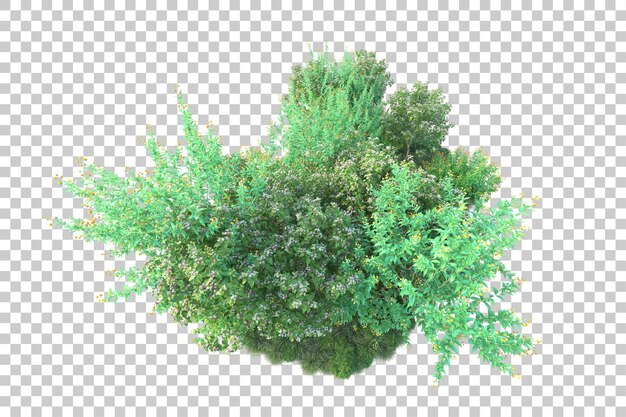 Paisaje verde aislado sobre fondo transparente ilustración de renderizado 3d