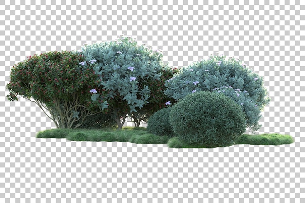 Paisaje verde aislado sobre fondo transparente ilustración de renderizado 3d
