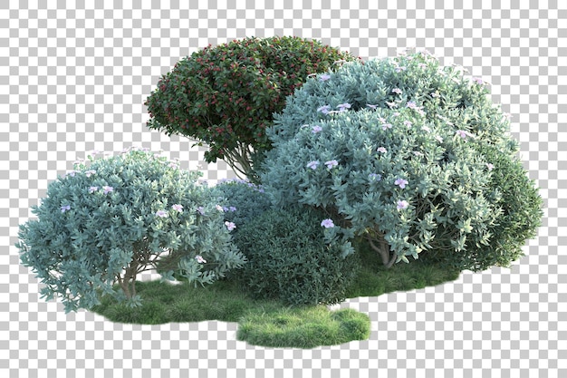 Paisaje verde aislado sobre fondo transparente ilustración de renderizado 3d