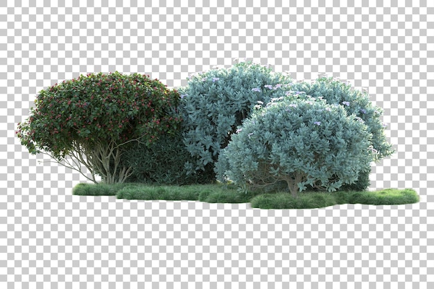 Paisaje verde aislado sobre fondo transparente ilustración de renderizado 3d