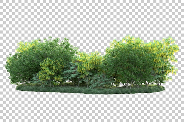 Paisaje verde aislado sobre fondo transparente ilustración de renderizado 3d