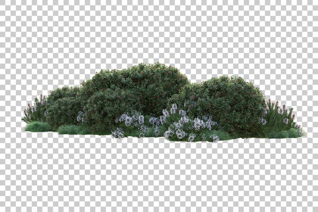 Paisaje verde aislado sobre fondo transparente ilustración de renderizado 3d