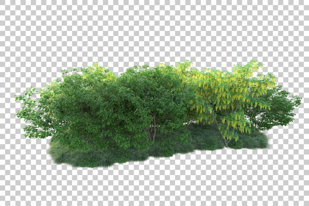Paisaje verde aislado sobre fondo transparente ilustración de renderizado 3d