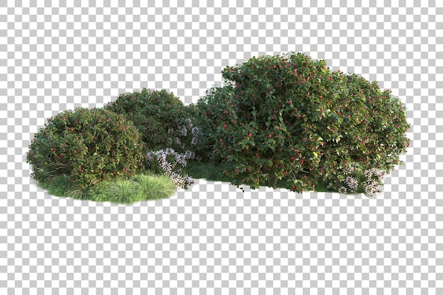Paisaje verde aislado sobre fondo transparente ilustración de renderizado 3d