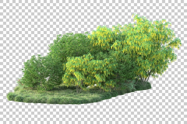 Paisaje verde aislado sobre fondo transparente ilustración de renderizado 3d