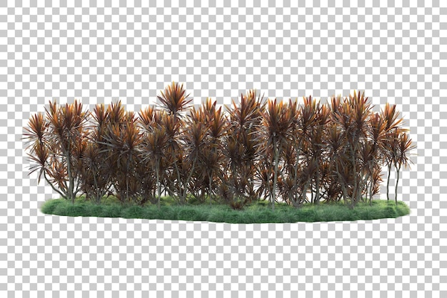 Paisaje verde aislado sobre fondo transparente ilustración de renderizado 3d