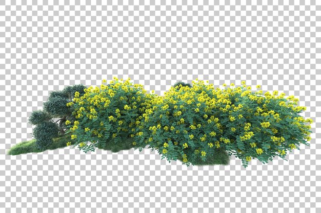 Paisaje verde aislado sobre fondo transparente ilustración de renderizado 3d