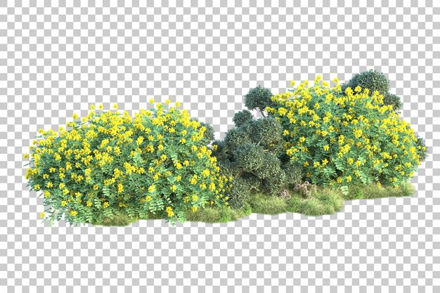 Paisaje verde aislado sobre fondo transparente ilustración de renderizado 3d