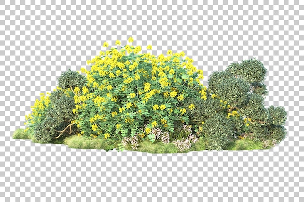 Paisaje verde aislado sobre fondo transparente ilustración de renderizado 3d