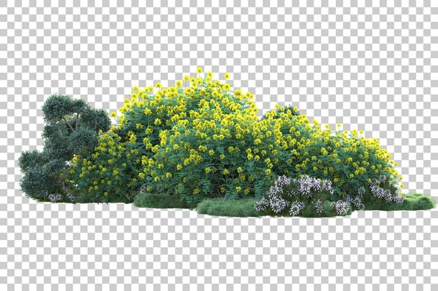 Paisaje verde aislado sobre fondo transparente ilustración de renderizado 3d