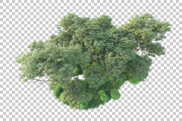 Paisaje verde aislado sobre fondo transparente ilustración de renderizado 3d