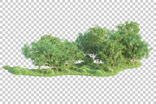 Paisaje verde aislado sobre fondo transparente ilustración de renderizado 3d