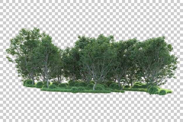 Paisaje verde aislado sobre fondo transparente ilustración de renderizado 3d