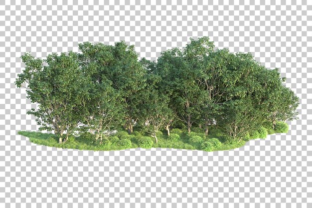 Paisaje verde aislado sobre fondo transparente ilustración de renderizado 3d