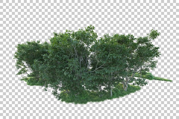 Paisaje verde aislado sobre fondo transparente ilustración de renderizado 3d