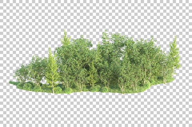 Paisaje verde aislado sobre fondo transparente ilustración de renderizado 3d