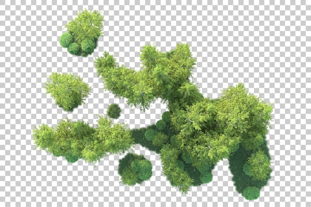 Paisaje verde aislado sobre fondo transparente ilustración de renderizado 3d