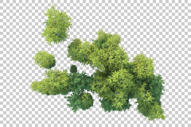 Paisaje verde aislado sobre fondo transparente ilustración de renderizado 3d
