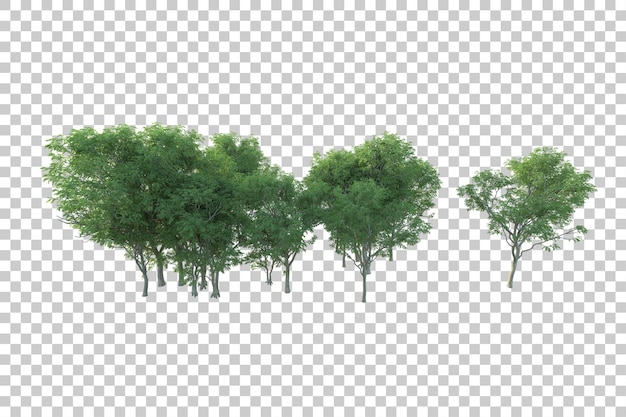 Paisaje verde aislado sobre fondo transparente ilustración de renderizado 3d