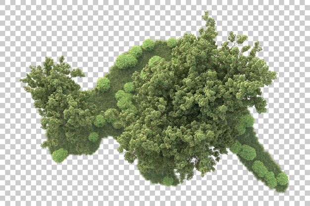 Paisaje verde aislado sobre fondo transparente ilustración de renderizado 3d