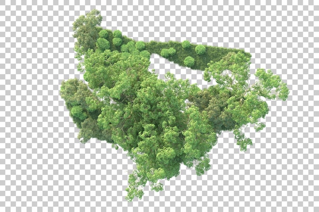 PSD paisaje verde aislado sobre fondo transparente ilustración de renderizado 3d